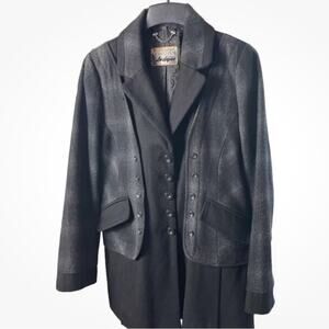 GUESS Vintage 1980’s Plaid Wool Blend Coat, Grunge, Urban, Military, Street, XL